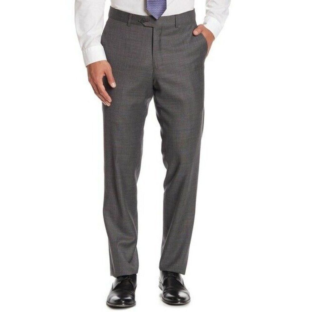 Men's Nordstrom Flat Front Gray Wool Dress Pants Size 32 x 29.5 Career GUC 5557